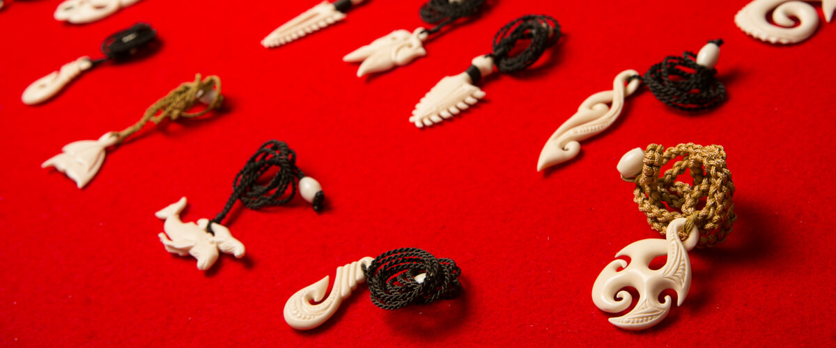 Bone necklace showing natural grain detail