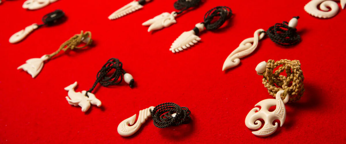 Bone necklace showing natural grain detail